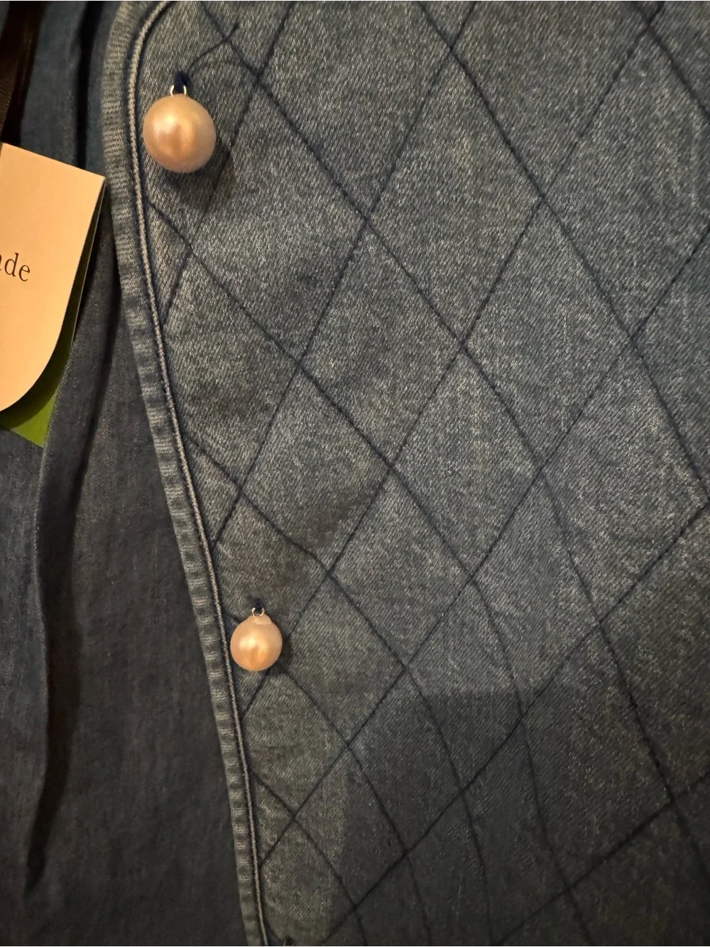 kate spade Light Blue Quilted Pearl-Button Denim Jacket